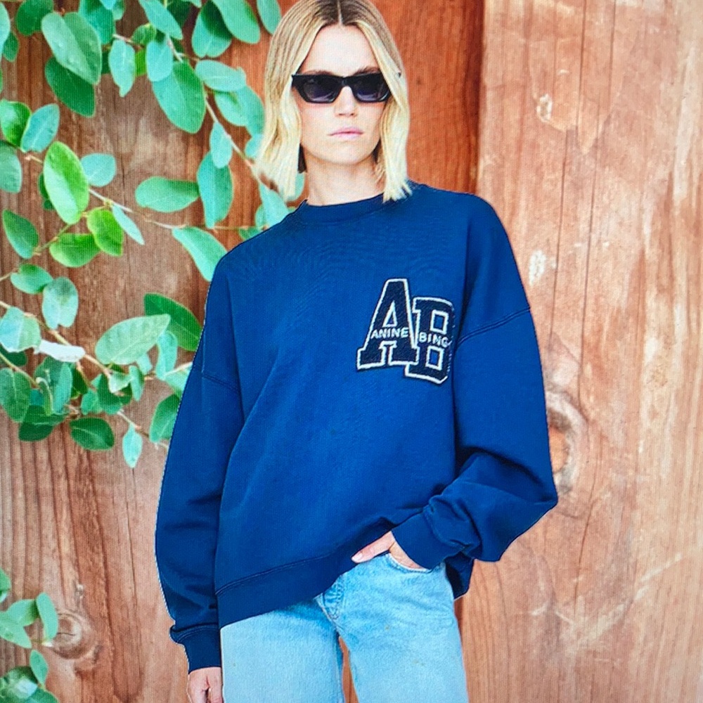 Anine Bing Miles Oversized Letterman Sweater size Large